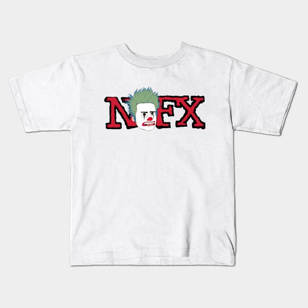 NOFX band merch funny cartoon style design Kids T-Shirt by ROCKHOPPER